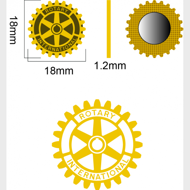 Insigne sceau Rotary  aimanté diamètre 1.8 CM (X50 pièces) RUPTURE dispo 15  mai 2026