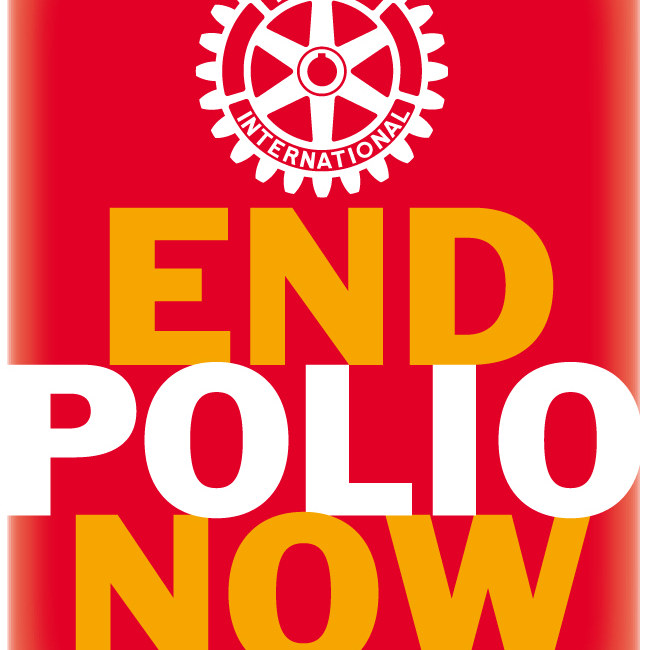 Insigne End Polio Now - pack de 100 pièces Dimension 1,5cm x 2cm.- En stock
